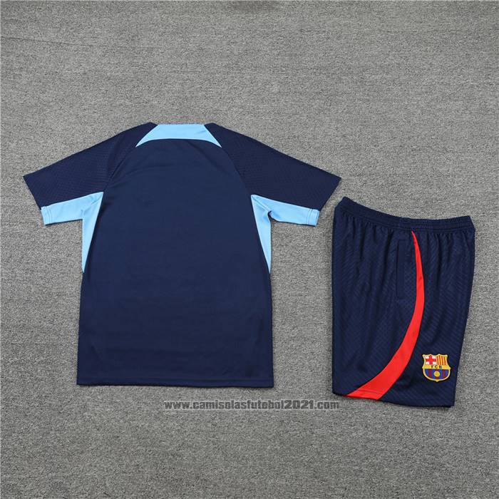 Fato de Treino Barcelona Manga Curta 2022-2023 Azul - Calcas Curta